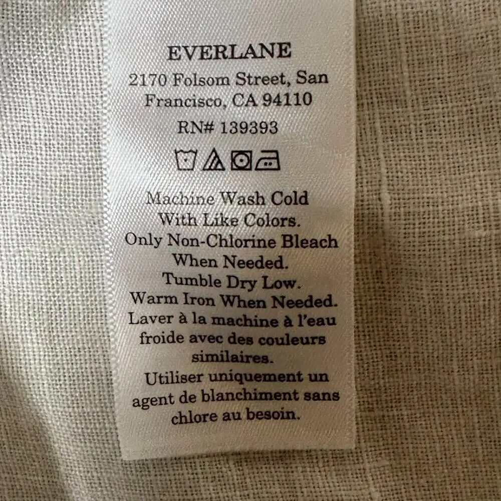 Everlane European Flax Linen Drawstring Pants Womens Size L Off White Pull On